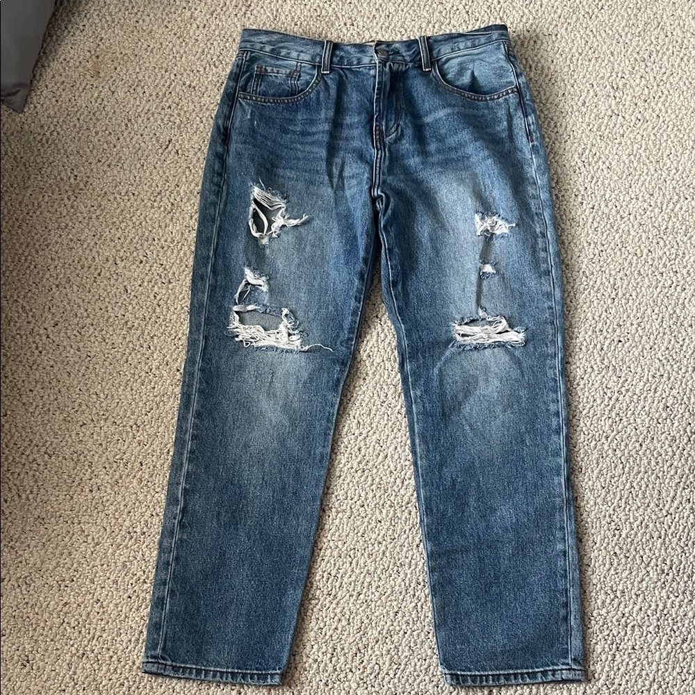 Women's Distressed Straight Leg Jeans